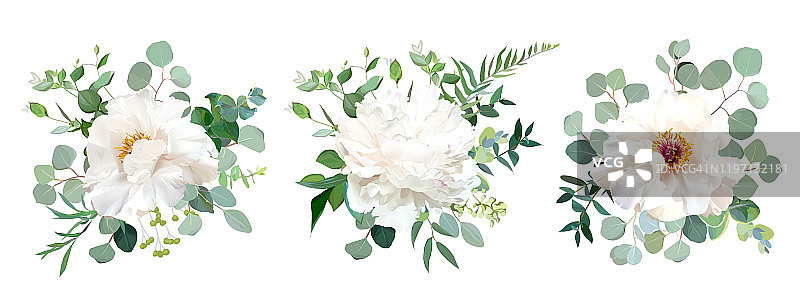 婚礼白色花矢量花束设计图片素材