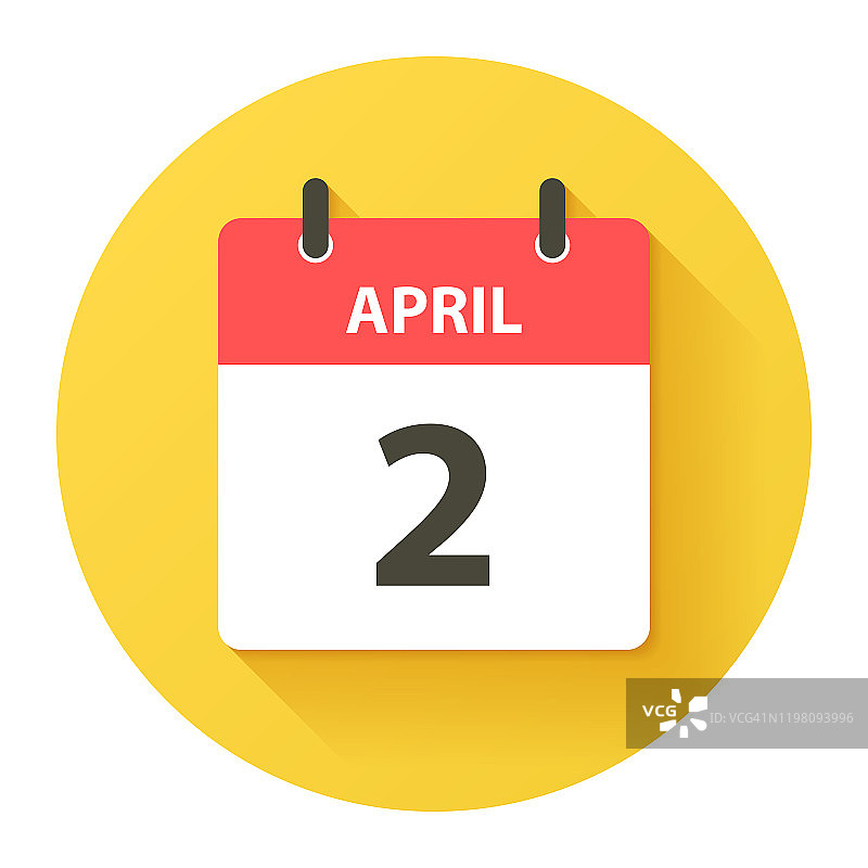 4月2日-圆日日历图标在平面设计风格图片素材