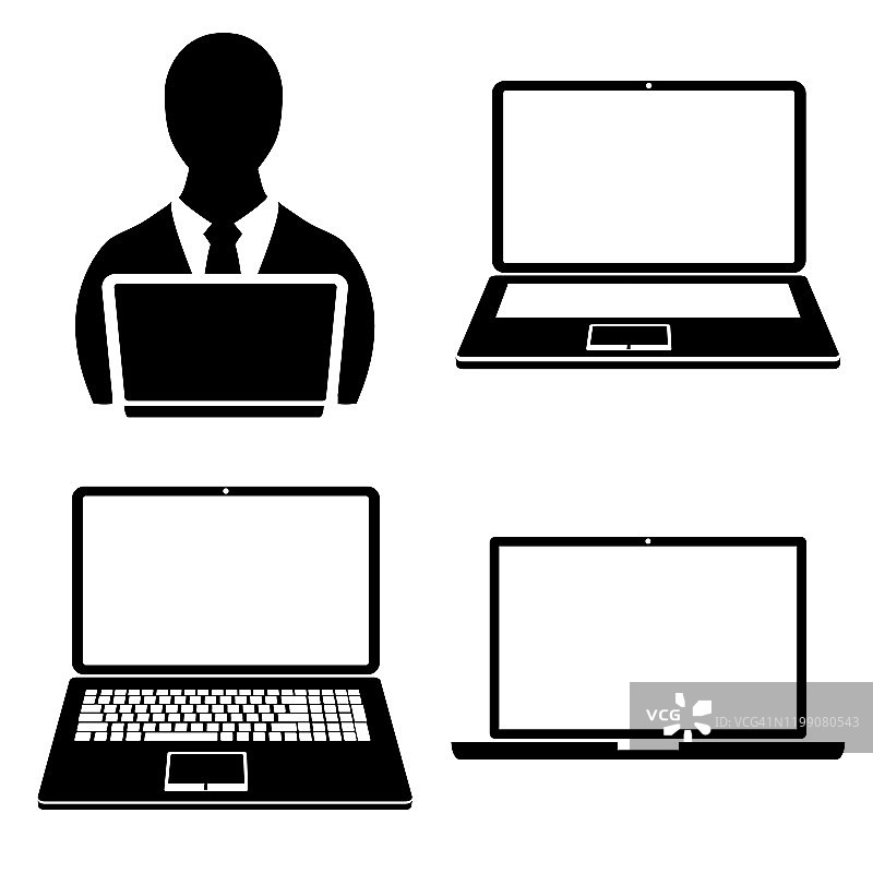 笔记本电脑图标，标志孤立在白色背景图片素材