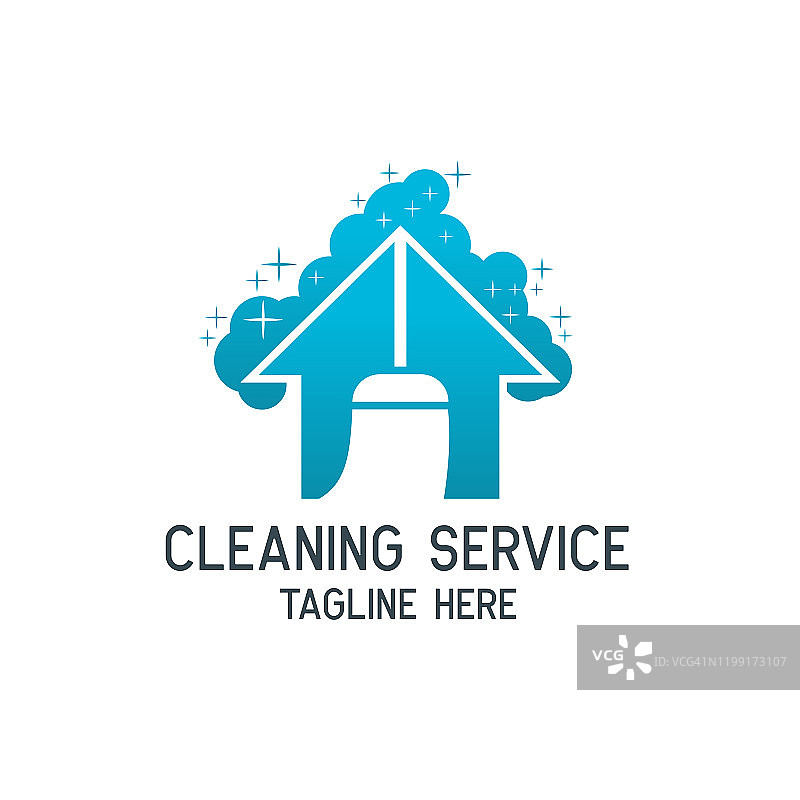 清洁服务图标与文字空间为您的口号/口号，矢量插图图片素材