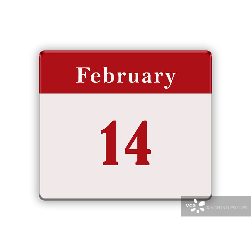 情人节日历图标。2月14日图片素材