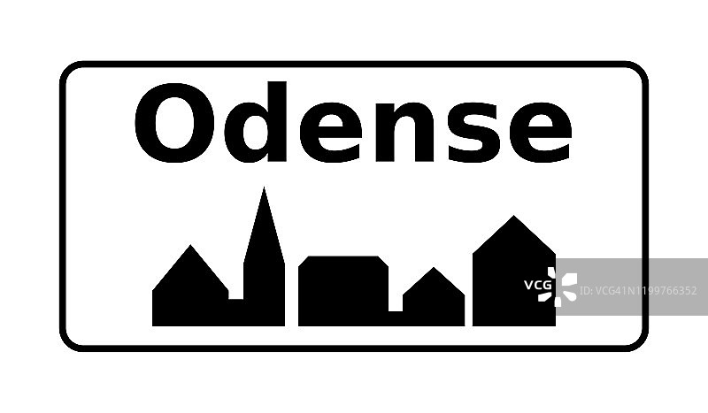 丹麦欧登塞市的路标图片素材