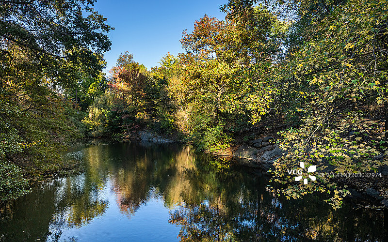秋天的中央公园湖-纽约图片素材