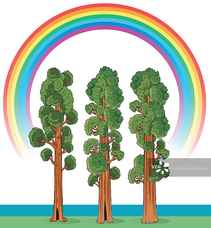 红杉和彩虹图片素材