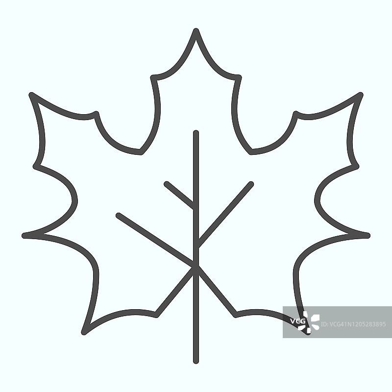枫叶细线图标。加拿大森林树木的叶子形状标志。秋天季节矢量设计概念，轮廓风格象形图上的白色背景，用于web和应用程序。Eps 10。图片素材