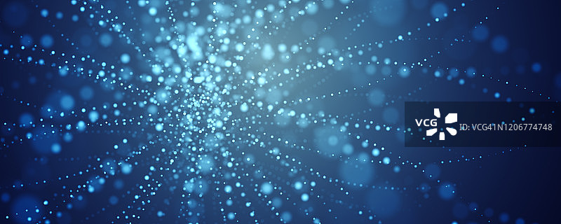 蓝色粒子抽象背景。未来数字背景的商业科学和技术图片素材
