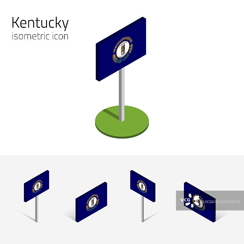 肯塔基旗(美国)，矢量三维等距平面图标图片素材