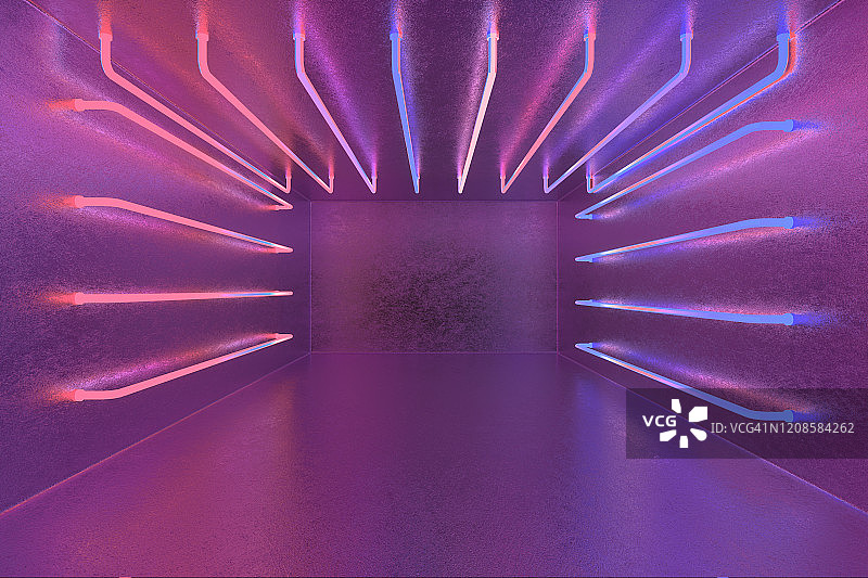 霓虹灯和背景，3d渲染图片素材