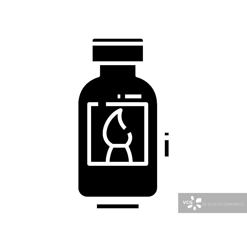 彩色瓶黑色图标，概念插图，矢量平面符号，象形符号图片素材