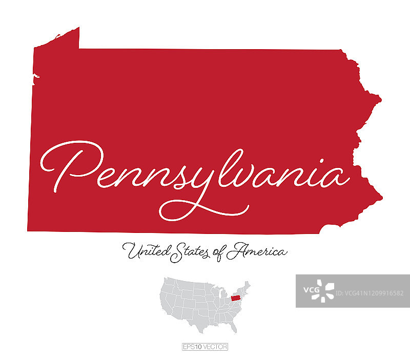 宾夕法尼亚州美国矢量地图插图图片素材