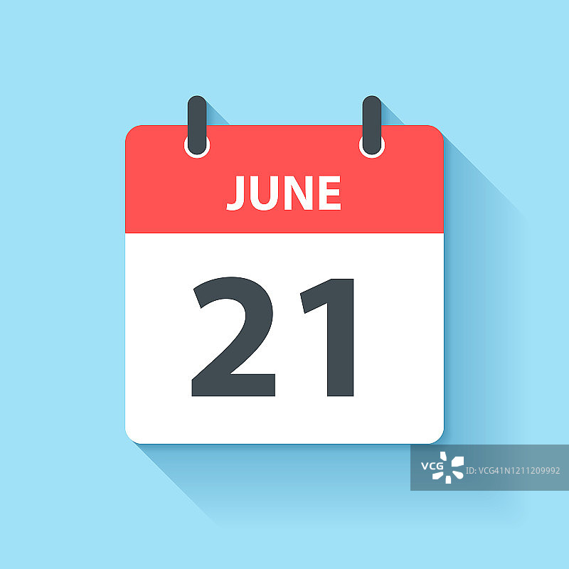 6月21日-日日历图标在平面设计风格图片素材