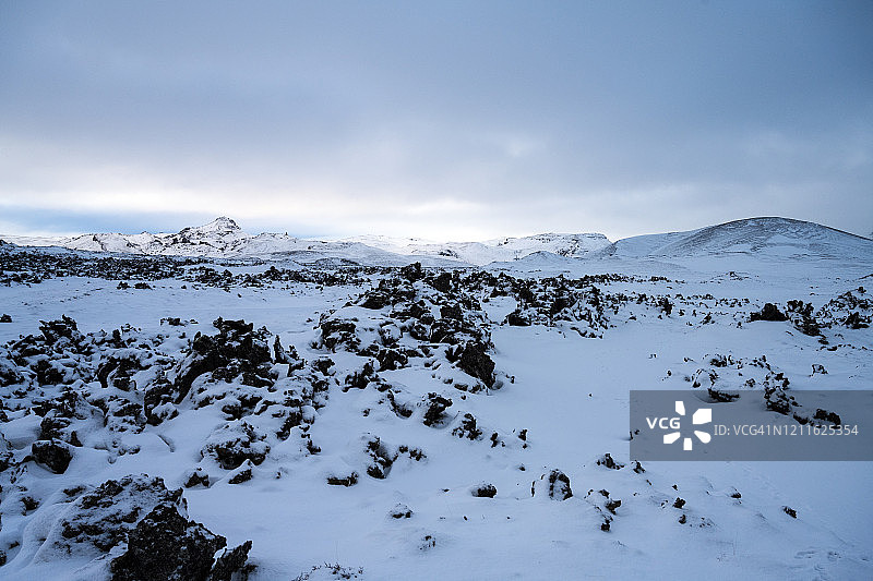 冰岛西部Beserkjahraun的熔岩场图片素材