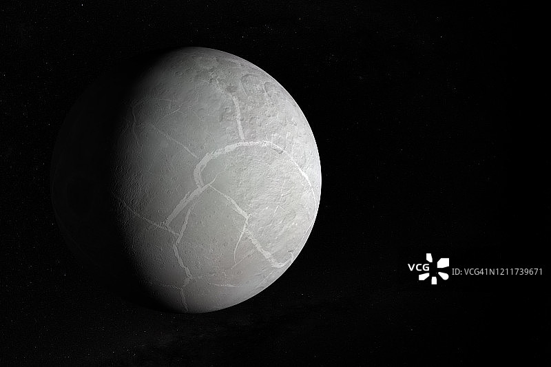 矮行星厄里斯在外太空运行。三维渲染图片素材