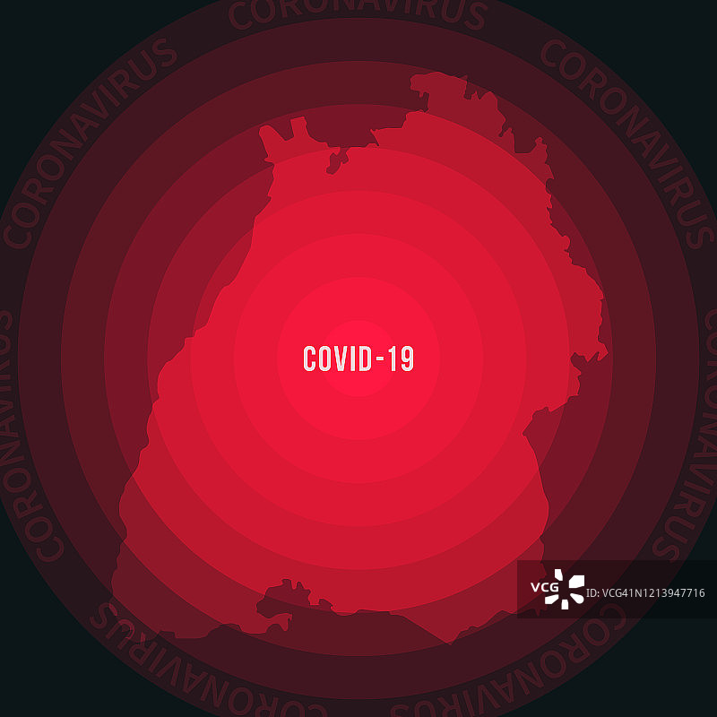 巴登-符腾堡州COVID-19传播地图。冠状病毒爆发图片素材