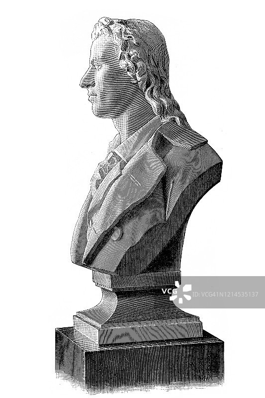 弗里德里希·席勒半身像，德国作家，1759-1805图片素材