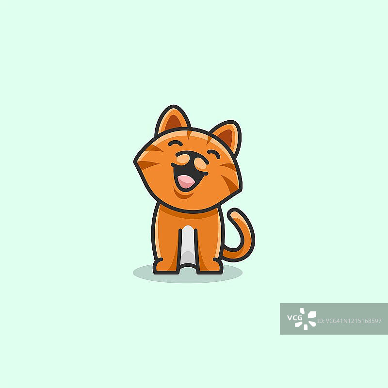 矢量插图快乐猫简单吉祥物风格图片素材