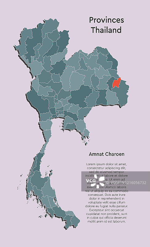 亚洲国家泰国地图，省Amnat Charoen图片素材