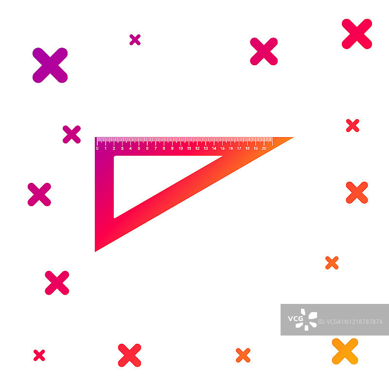 颜色三角形标尺图标孤立在白色背景。直尺的象征。几何符号。梯度随机动态形状。矢量图图片素材