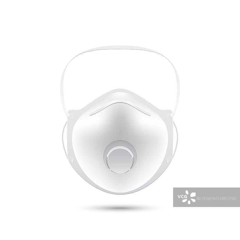 安全呼吸面罩N95。医用呼吸面罩，白色背景隔离。矢量图图片素材