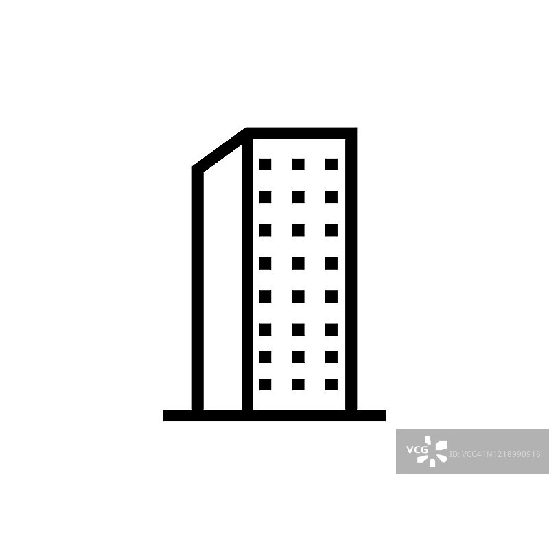 摩天大楼线条图标，标志孤立在白色背景图片素材