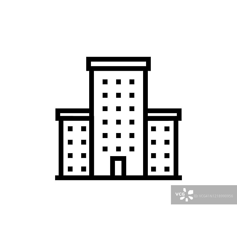 摩天大楼线条图标，标志孤立在白色背景图片素材