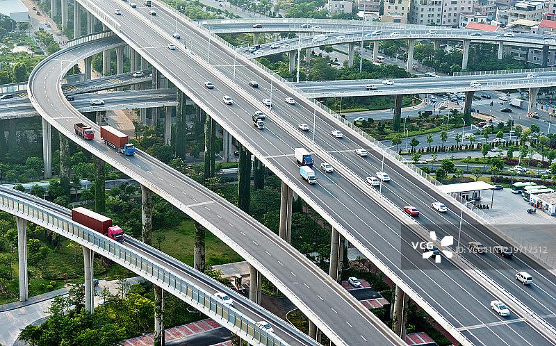 现代城市高架桥鸟瞰图图片素材