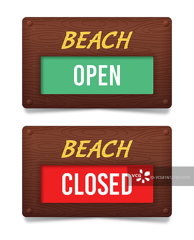 海滩开放及关闭标志图片素材