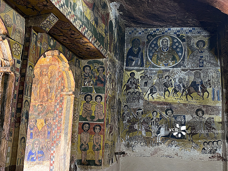 埃塞俄比亚蒂格雷阿布瑞哈我们阿特贝哈教堂内的绘画图片素材