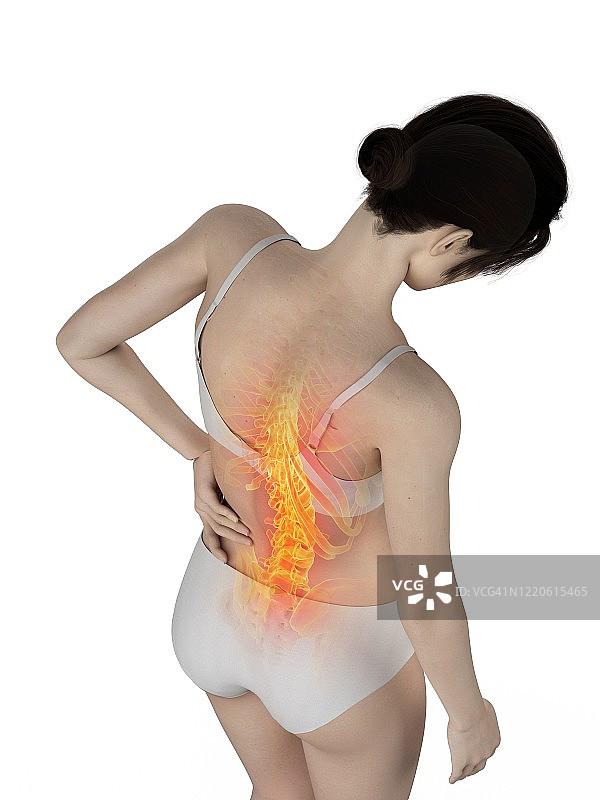 背部疼痛的女人，插图图片素材