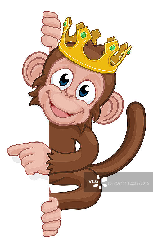 猴王皇冠卡通动物指向标志图片素材