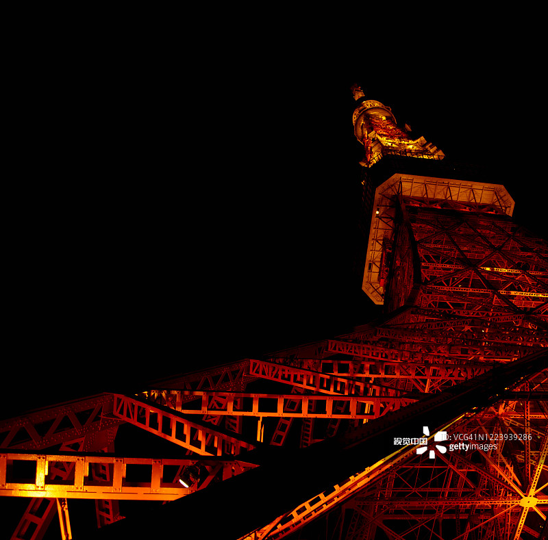 美丽的东京塔夜间照明图片素材