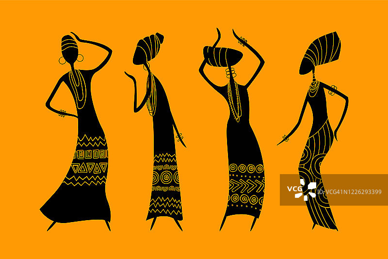 舞蹈非洲妇女矢量插图。图片素材