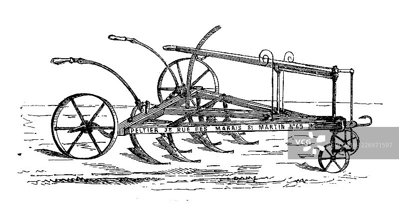 古董插图:农业机械图片素材