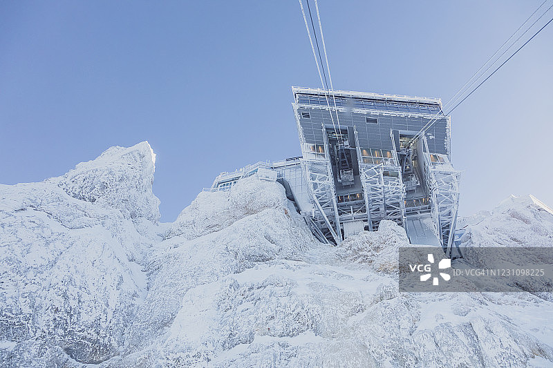 Zugspitze山的缆车。图片素材
