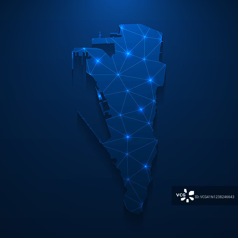 直布罗陀地图网络-明亮的网格在深蓝色的背景图片素材