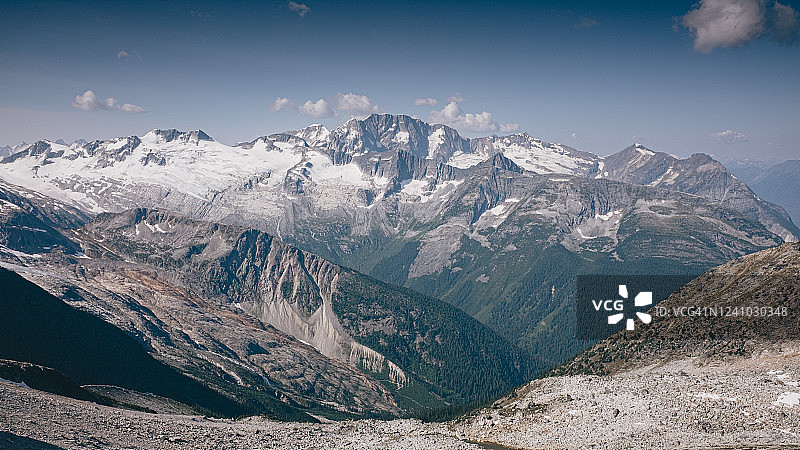 扬斯峰与冰川顶和瞭望山在前景图片素材