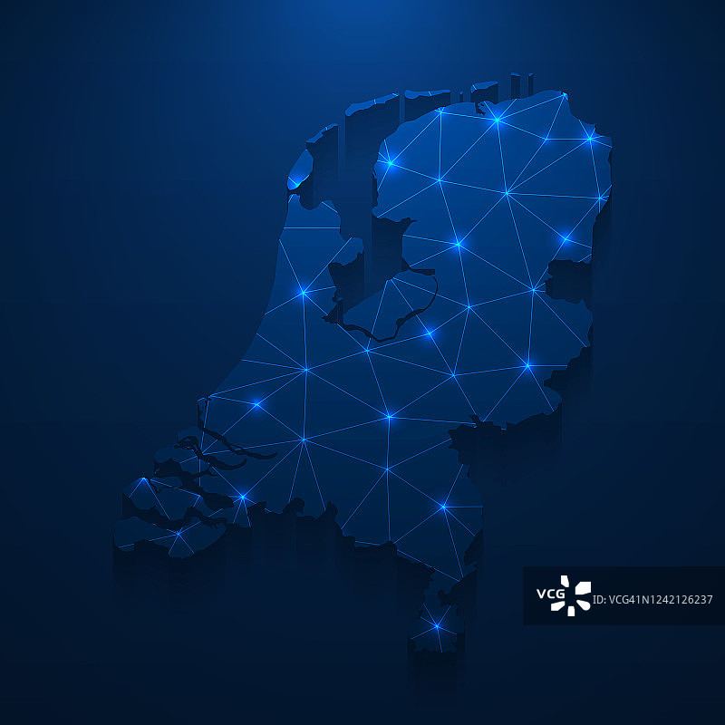荷兰地图网络-明亮的网格在深蓝色的背景图片素材