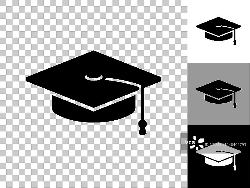 毕业帽图标上的棋盘透明背景图片素材