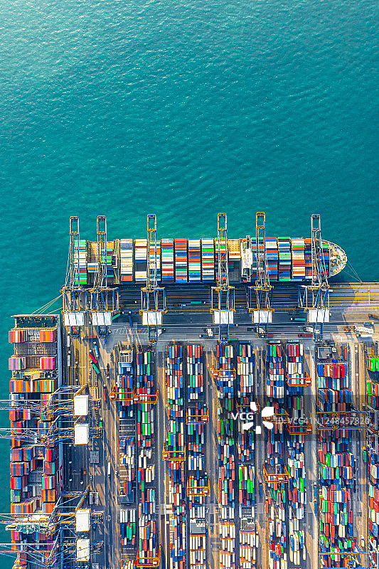 货柜船在香港的进出口和商业物流图片素材