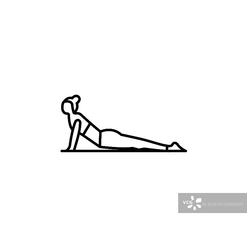 瑜伽姿势线插图图标上的白色背景图片素材