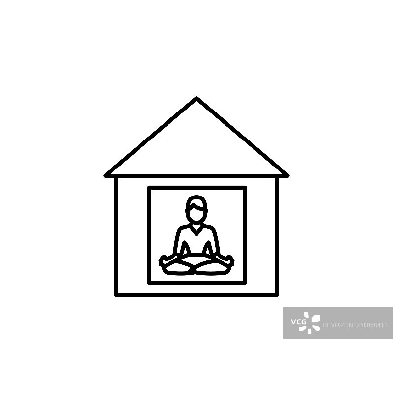 房子，瑜伽线插图图标在白色的背景图片素材
