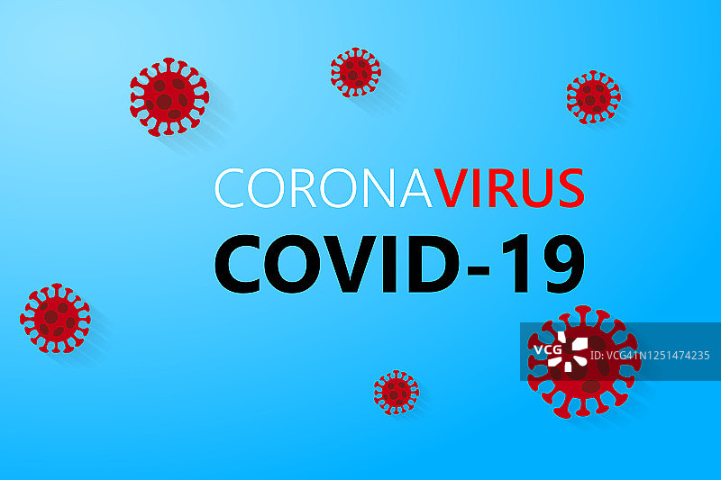 基于蓝色背景的新型冠状病毒COVID-19病毒株模型。新型冠状病毒病图片素材