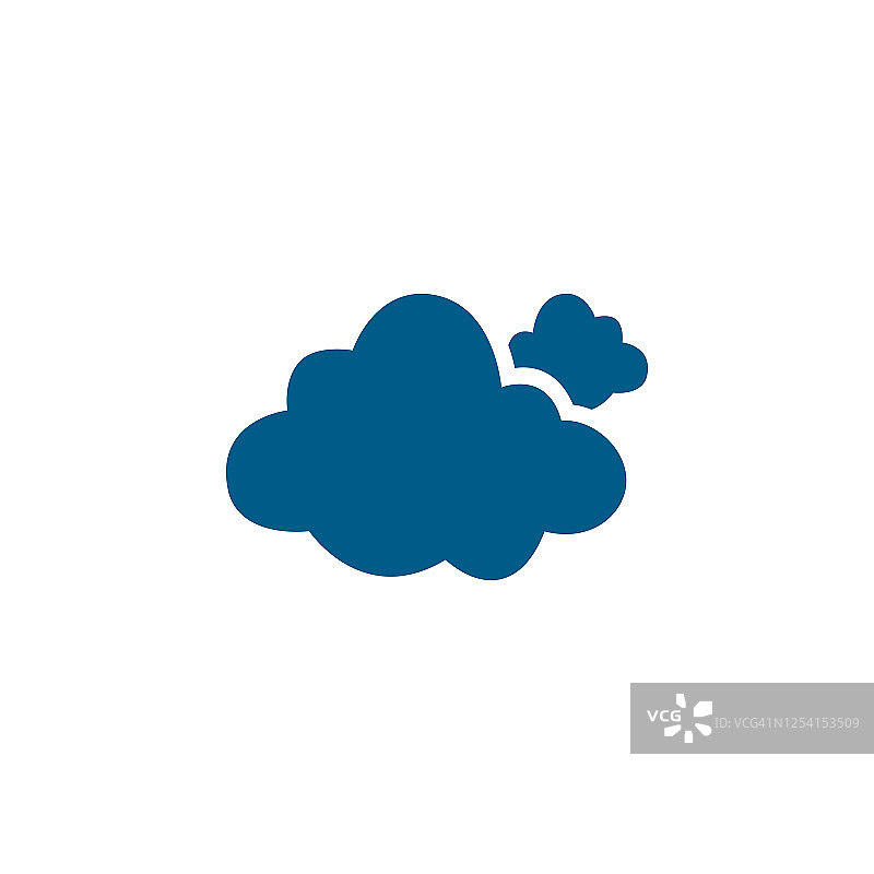 云蓝色图标上的白色背景。蓝色平面风格矢量插图图片素材