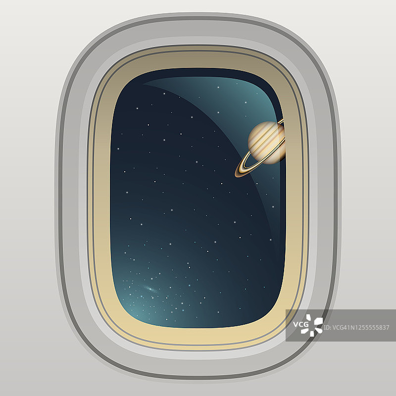 飞船窗口，行星和空间的视图图片素材