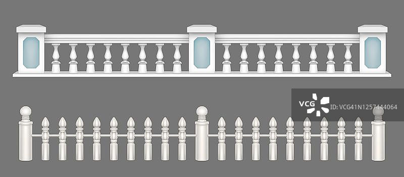 白色大理石栏杆，阳台石砌栏杆图片素材