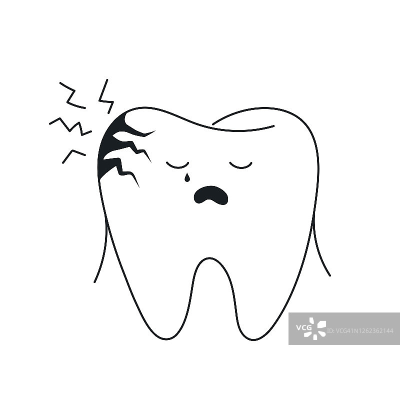 牙痛，牙齿有损伤的载体图片素材