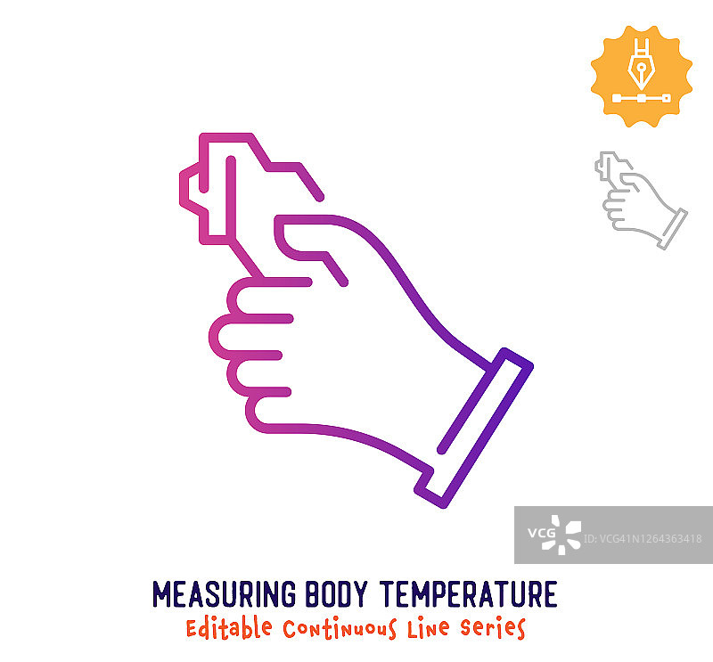 测量体温连续线可编辑的笔触图标图片素材
