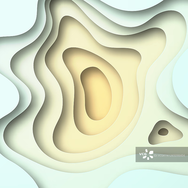 剪纸背景-米色抽象波浪形状-时尚的3D设计图片素材
