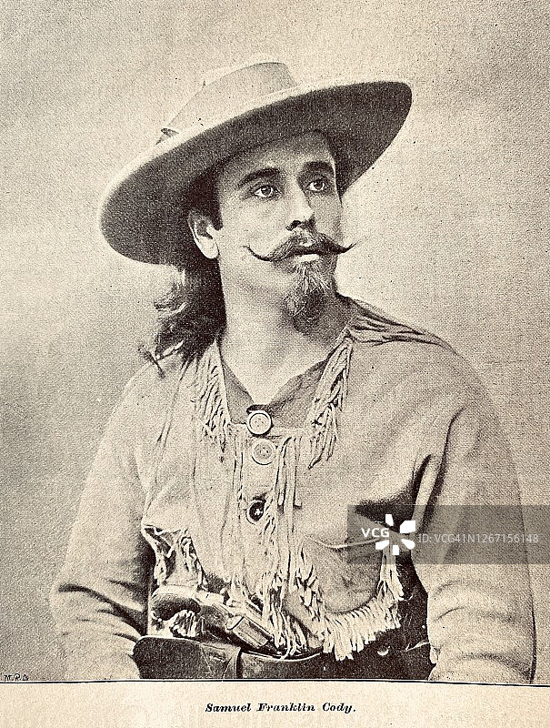 塞缪尔·富兰克林·科迪，美国狂野西部表演演员，1867-1913年图片素材