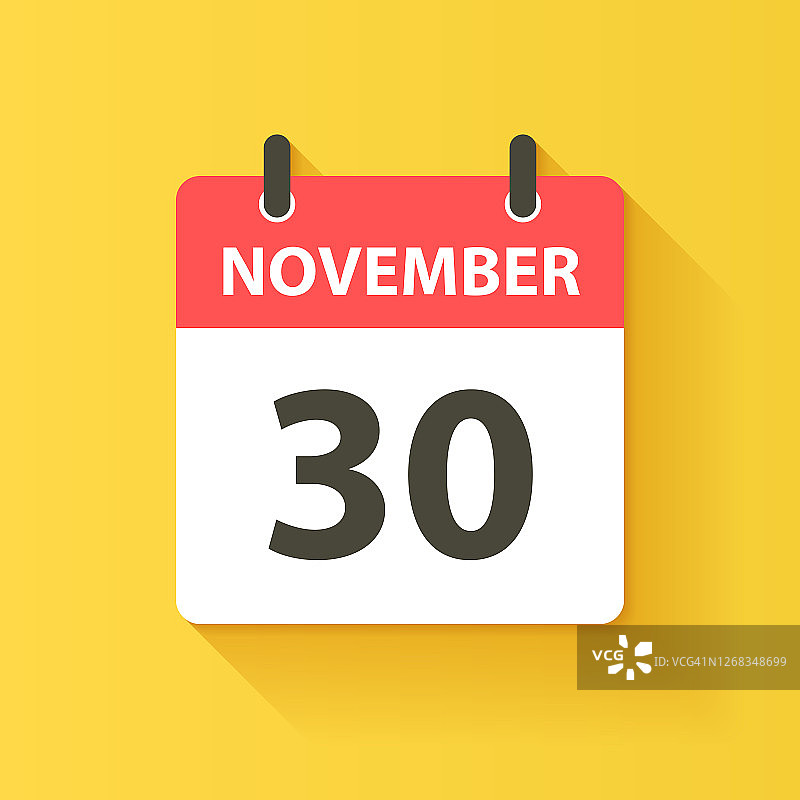 11月30日-每日日历图标在平面设计风格图片素材